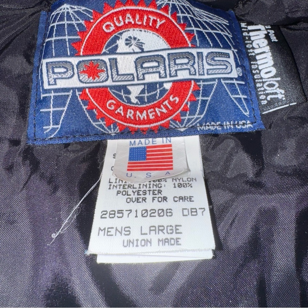 Vintage Polaris Men’s Large Snowmobile Jacket Teal Black White Nylon USA - Picture 4 of 15